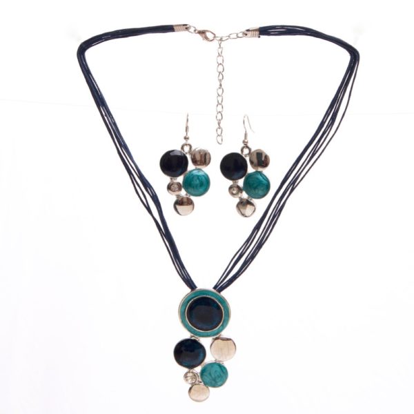 MINHIN ensemble de bijoux bleu pour femmes Design de cercle sp cial pendentif plaqu argent collier 4