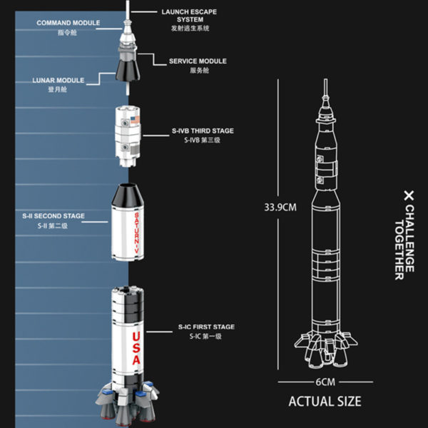 MOC – kit de construction en briques, 11 Saturns V, lancements de fusée, radeaux spatiaux, blocs de construction de ville, modèle classique, Kits, idées, 2023 – Image 3