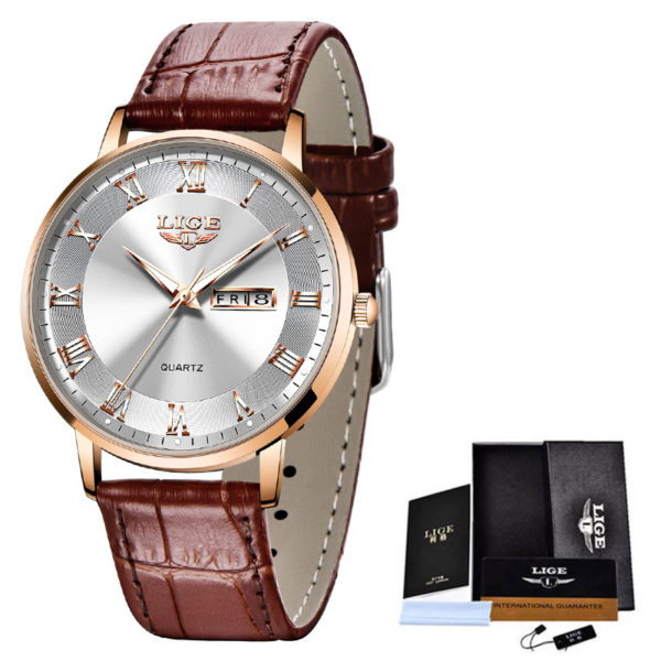 Marque LIGE Montre Femme or Rose Montre Femme mode Ultra mince Relojes Para Mujer luxe dame 5