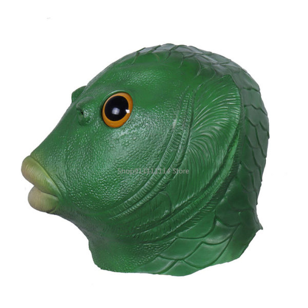 Masque t te de poisson vert jouet amusant Costume de Cosplay unisexe f te de carnaval 5