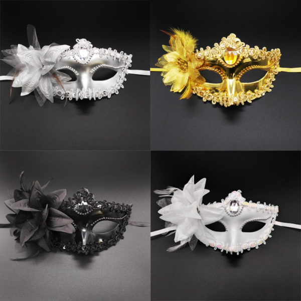 Masque v nitien de f te de danse en diamant plumes de fleurs Costume de carnaval 1
