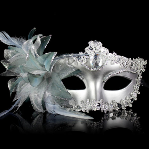 Masque v nitien de f te de danse en diamant plumes de fleurs Costume de carnaval 4