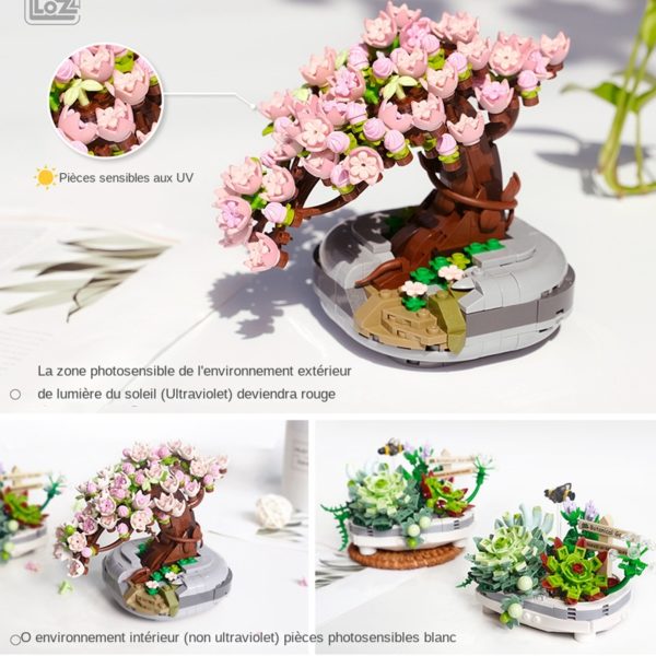 Mini Bouquet blocs de construction fleurs succulentes fleurs de cerisier mod le 3D bonsa d coration 5