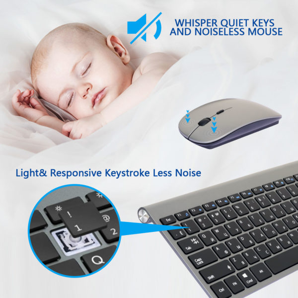 Mini-Clavier et Souris sans Fil Portable Ultra-Mince, Accessoire Ordinateur, Russe, Espagnol, Français, Arabe, Hébreu, 2.4G – Image 3