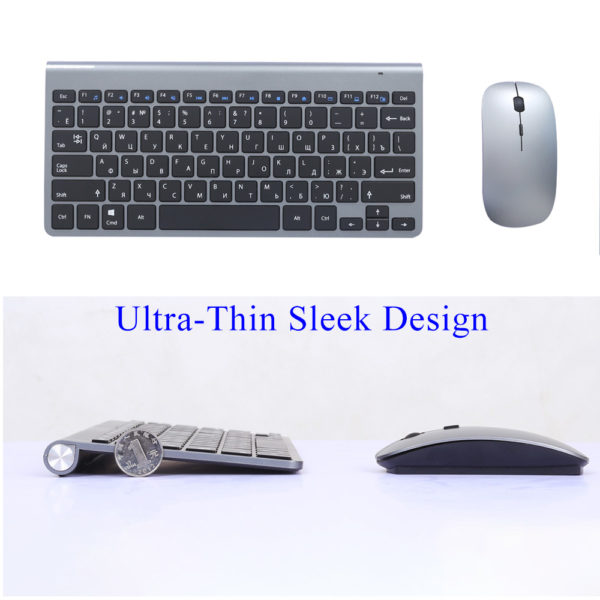 Mini-Clavier et Souris sans Fil Portable Ultra-Mince, Accessoire Ordinateur, Russe, Espagnol, Français, Arabe, Hébreu, 2.4G – Image 4