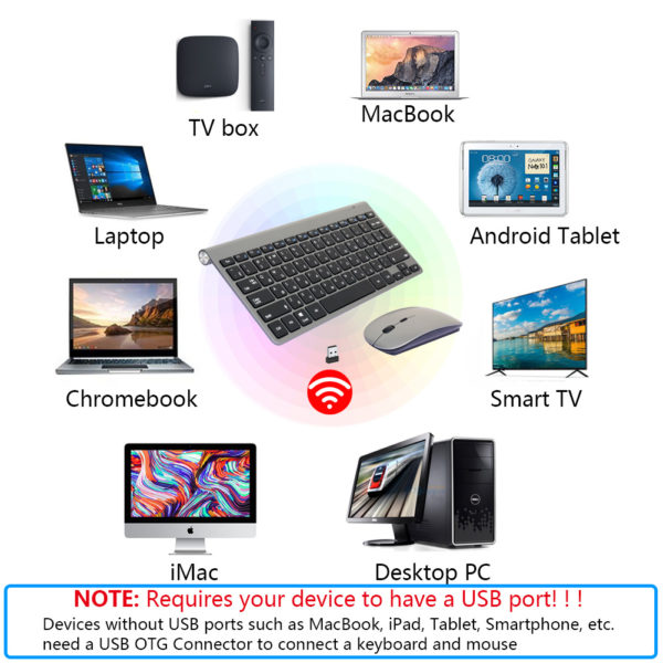 Mini-Clavier et Souris sans Fil Portable Ultra-Mince, Accessoire Ordinateur, Russe, Espagnol, Français, Arabe, Hébreu, 2.4G – Image 6