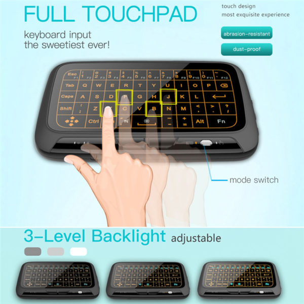 Mini clavier tactile sans fil H18 2 4GHz r tro clair QWERTY intelligent Plug And Play 3