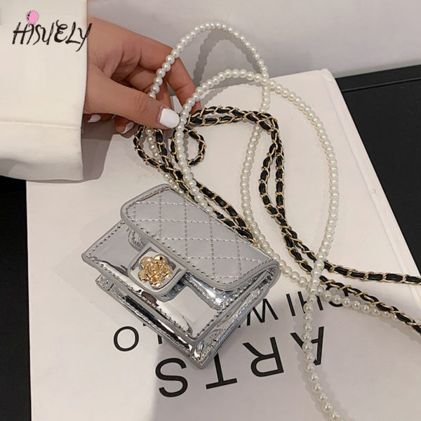 Mini sac en cuir de luxe pour femmes, 2023, sacs camélia suspendus au cou, losange écouteur/rouge à lèvres/clés, sac de perles chaîne poitrine, sac de taille