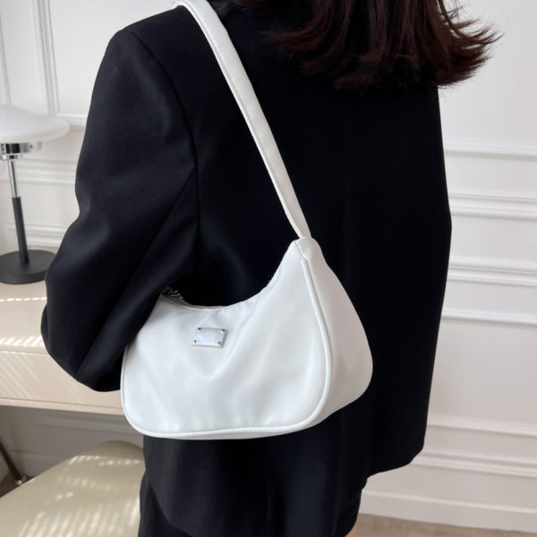 Mini sac à main en Nylon pour femmes, sac à bandoulière de couleur unie, sacoche de luxe de styliste, sac à main rétro pour dames, sacs sous-aisselles, nouvelle collection – Image 5