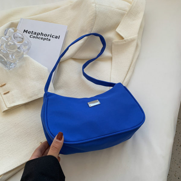 Mini sac à main en Nylon pour femmes, sac à bandoulière de couleur unie, sacoche de luxe de styliste, sac à main rétro pour dames, sacs sous-aisselles, nouvelle collection – Image 2