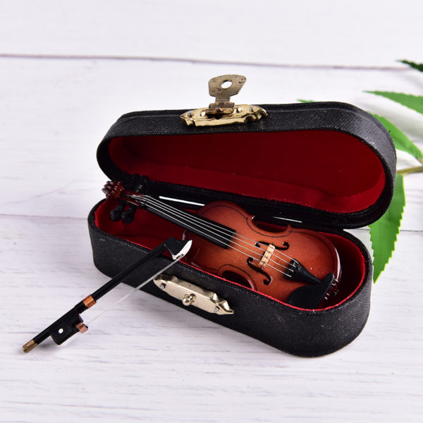 Mini violon avec Support Collection d instruments musicaux miniatures en bois ornements d coratifs jouets musicaux 4