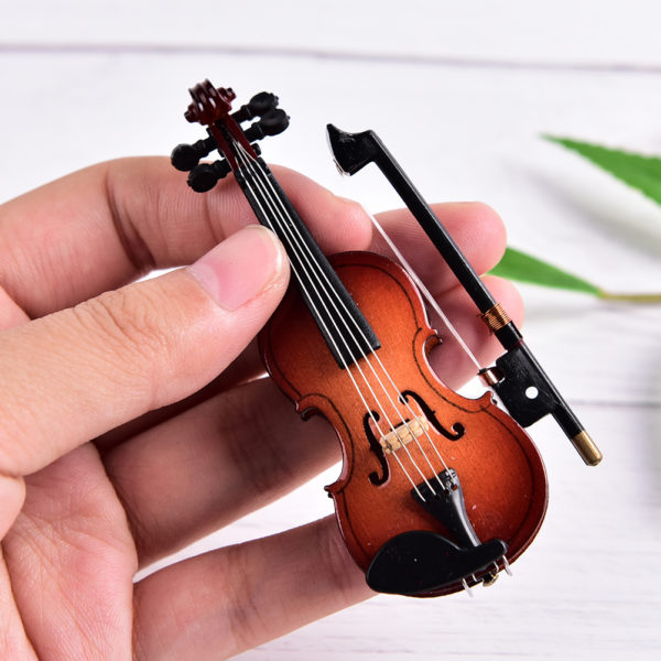 Mini violon avec Support Collection d instruments musicaux miniatures en bois ornements d coratifs jouets