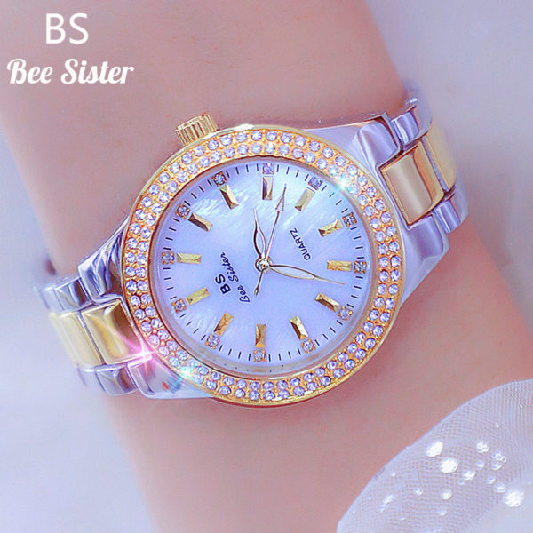 Montre Bracelet en Acier Inoxydable pour Femme Or Diamant Cristal Argent Horloge 2022 2021