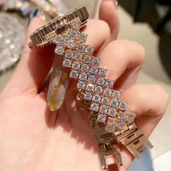Montre Quartz avec strass pour femmes montre de luxe avec Bracelet en acier bijoux de poignet 5