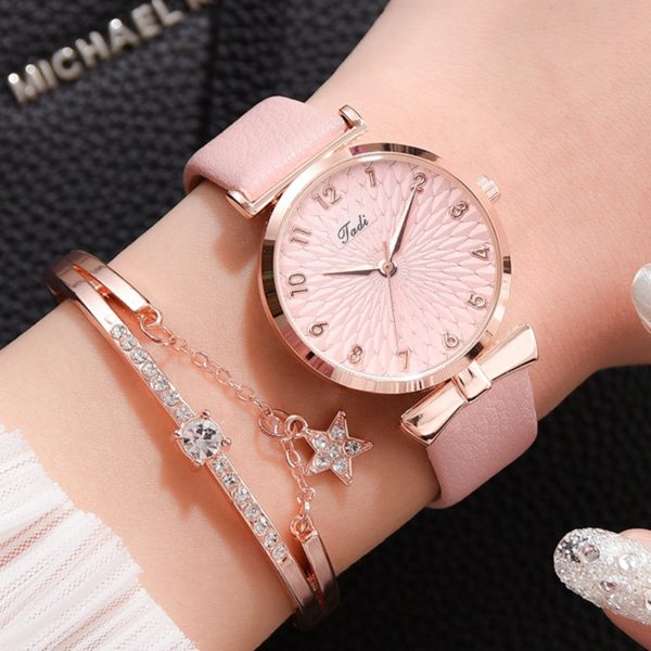 Montre de Luxe Quartz Magn tique pour Femme Bracelet de Sport Horloge avec Cadran Rose 3