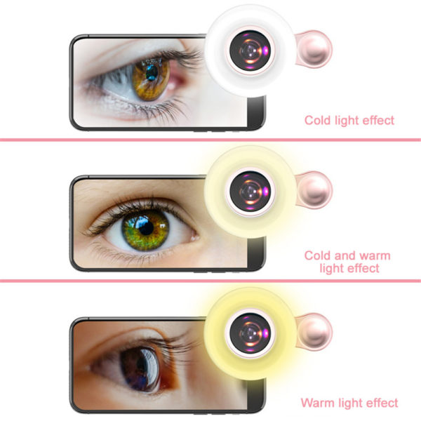 Objectif Macro 15X téléphone portable objectif de caméra HD avec anneau LED Flash lumière Smartphone Selfie Live lampe lumière de remplissage – Image 4