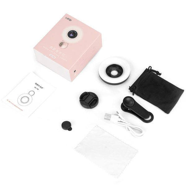 Objectif Macro 15X téléphone portable objectif de caméra HD avec anneau LED Flash lumière Smartphone Selfie Live lampe lumière de remplissage – Image 6