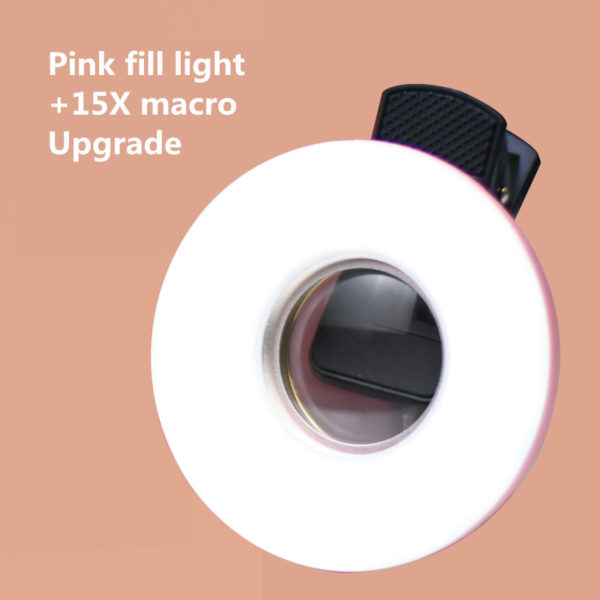 Objectif Macro pour Mobile 15X lumi re annulaire de remplissage lampe de Selfie en direct objectif 1
