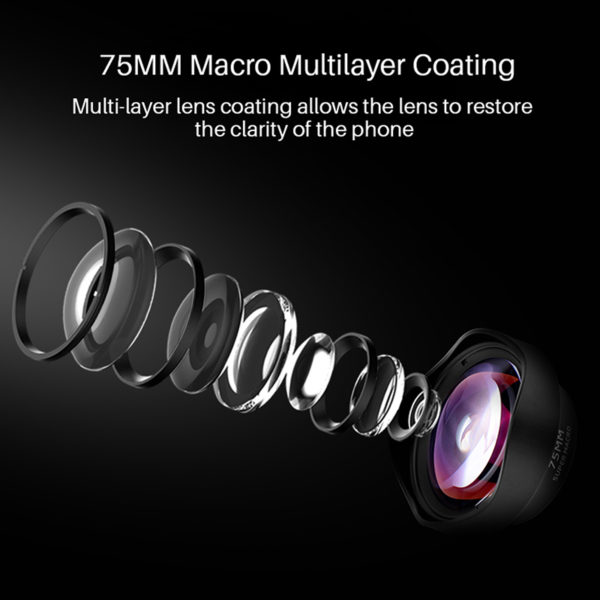 Objectif de cam ra de t l phone professionnel Macro 75mm HD DSLR effet Clip pour 1