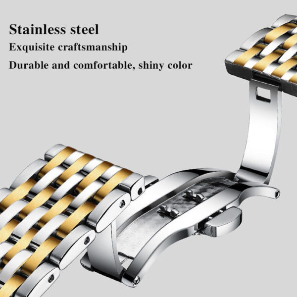 POEDAGAR montre bracelet en acier inoxydable pour homme accessoire de luxe tanche lumineux avec bouton poussoir 2