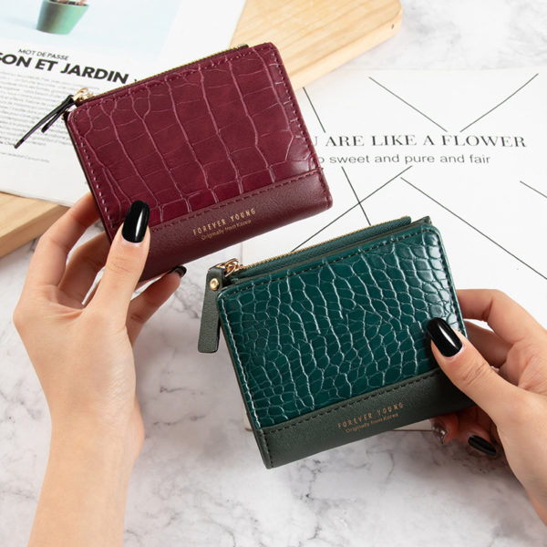 Petit portefeuille motif Crocodile pour femmes, porte-monnaie à fermeture éclair, porte-cartes de luxe de styliste, pochette, sacs d'argent – Image 3