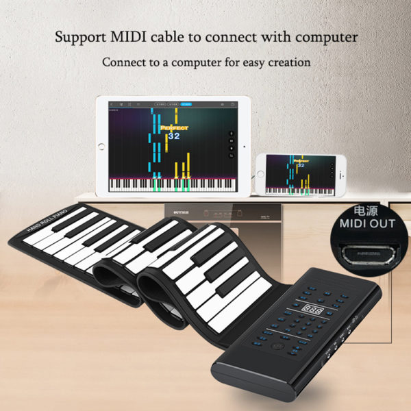 Piano lectronique 88 touches MIDI et Charge USB Portable Flexible ABS en Silicone souple Piano num 1
