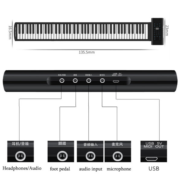 Piano lectronique 88 touches MIDI et Charge USB Portable Flexible ABS en Silicone souple Piano num 4