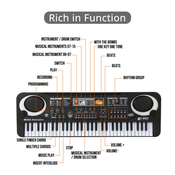 Piano num rique 61 touches orgue lectronique USB Instrument de musique pour enfants jouet avec Microphone 3