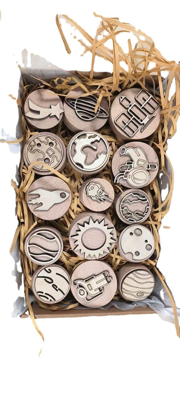 Plateau système solaire pour enfants, jouets en bois Montessori planètes spatiales jeux en argile, jouets éducatifs pour la Science du soleil et de la terre – Image 5