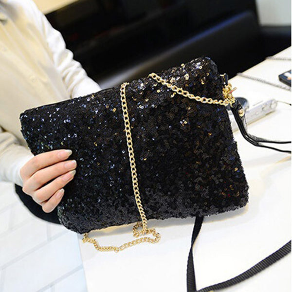 Pochette de soirée à paillettes pour femmes, sac à main de luxe scintillant, fourre-tout à enveloppe de fête de mariage, portefeuille à épaule pour dames – Image 2