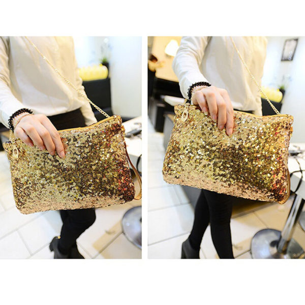 Pochette de soirée à paillettes pour femmes, sac à main de luxe scintillant, fourre-tout à enveloppe de fête de mariage, portefeuille à épaule pour dames – Image 6