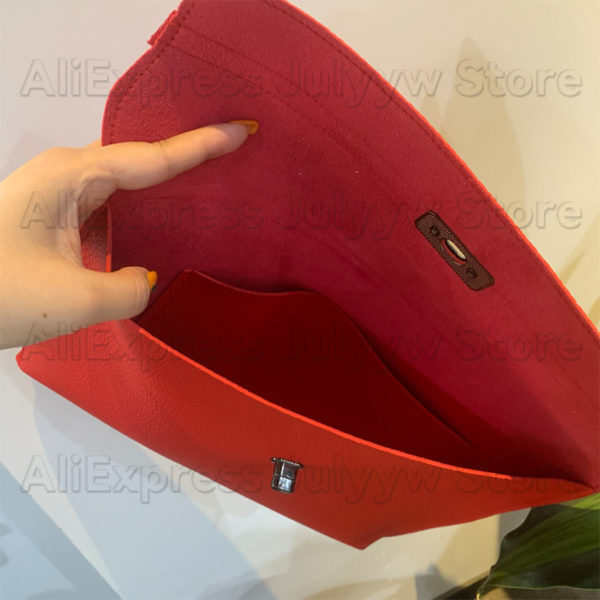 Pochette rouge en cuir Pu pour femmes sac main motif litchi 5