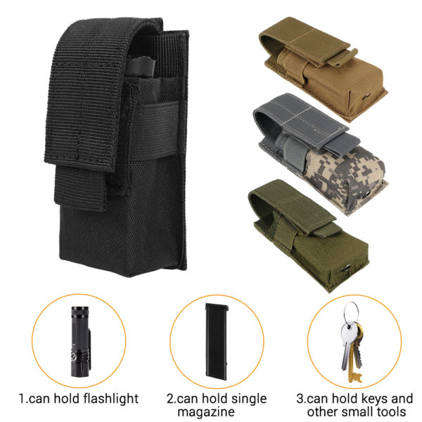 Pochette tactique militaire pour Magazine sac pistolet unique pochette Molle pour lampe de poche porte torche 1