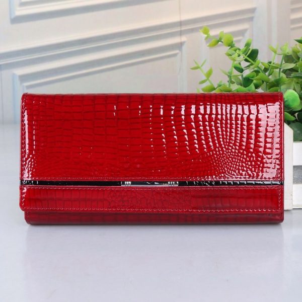 Portefeuille En Cuir véritable Femmes Crocodile Dames Portefeuille En Cuir de Marque Célèbre de Vachette Véritable – Image 3
