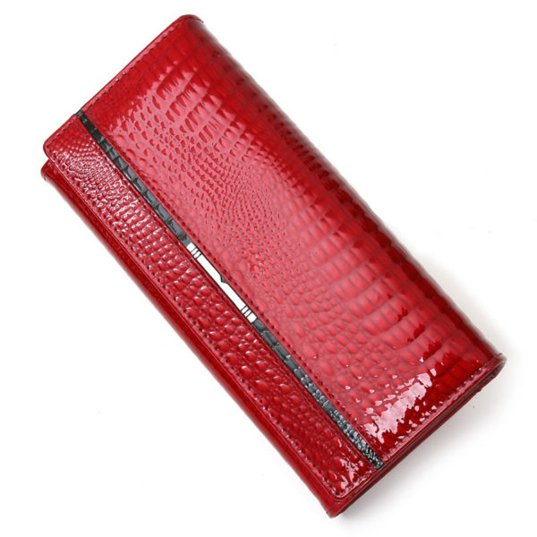 Portefeuille En Cuir véritable Femmes Crocodile Dames Portefeuille En Cuir de Marque Célèbre de Vachette Véritable – Image 4