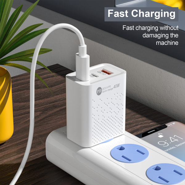 Quick Charge 3.0 60W USB type-c 3 ports PD, adaptateur pour téléphone IPhone, Samsung, Xiaomi, Huawei, prise murale EU/US – Image 4