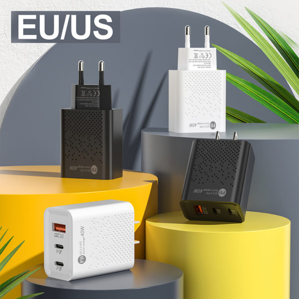 Quick Charge 3.0 60W USB type-c 3 ports PD, adaptateur pour téléphone IPhone, Samsung, Xiaomi, Huawei, prise murale EU/US – Image 6