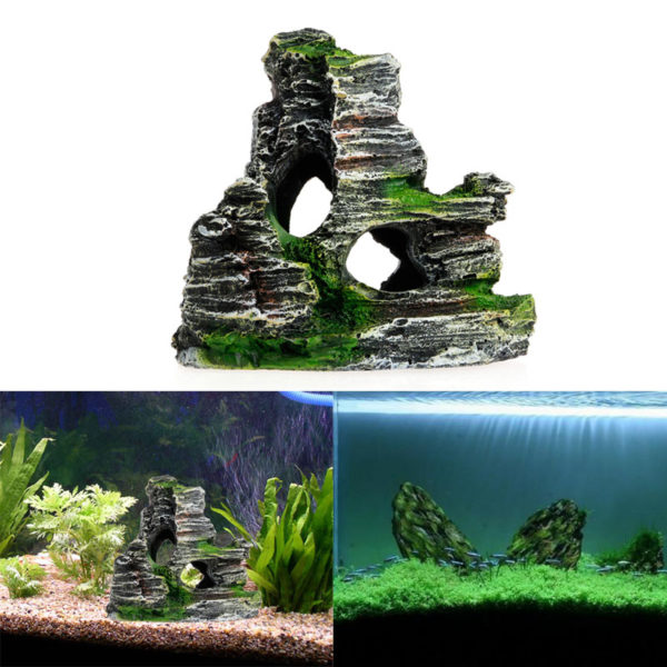 R sine Aquarium grotte de roche d corations pour la maison ornement de montagne cachette accessoires 1