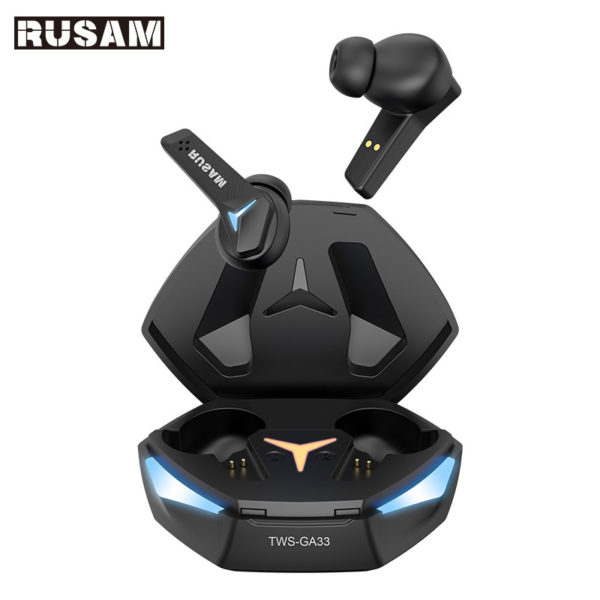 RUSAM couteurs sans Fil TWS Faible Latence Oreillettes de Gamer HD avec Basses et Suppression du