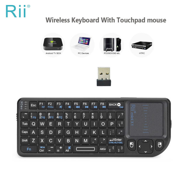 Rii X1 Mini clavier sans fil 2 4GHz anglais ES FR avec pav tactile pour bo