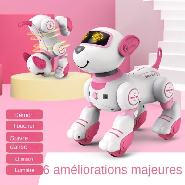 Robot lectronique RC amusant pour chien commande vocale Programmable toucher musique chanson jouets roses pour filles 2
