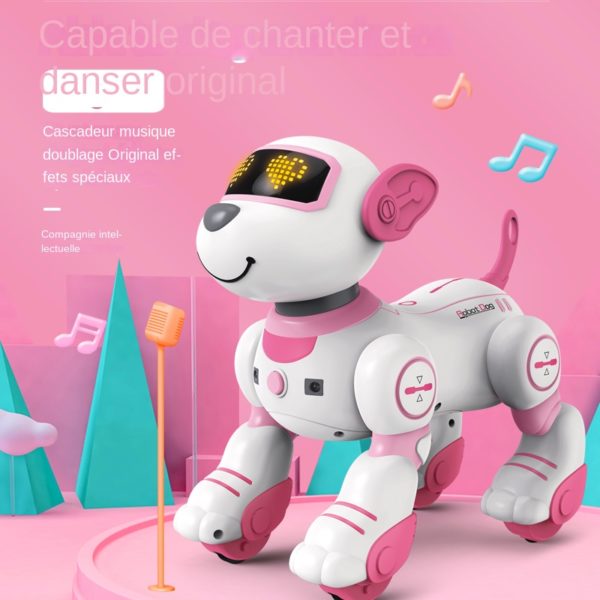 Robot lectronique RC amusant pour chien commande vocale Programmable toucher musique chanson jouets roses pour filles 3