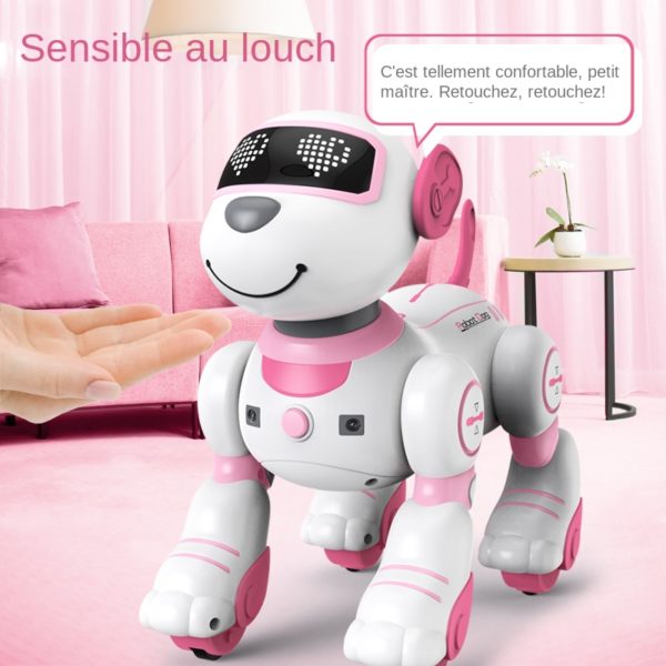 Robot lectronique RC amusant pour chien commande vocale Programmable toucher musique chanson jouets roses pour filles 4