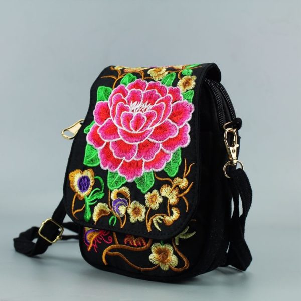 Sac bandouli re Vintage pour femmes pochette de voyage motif Floral brod sac fermeture clair brod 1