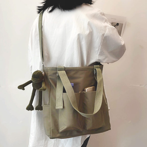 Sac à main en Nylon pour femmes, fourre-tout Simple à la mode, fermeture éclair, résistant à l'eau, grande capacité – Image 2