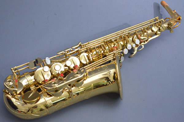 Saxophone Alto Eb professionnel de haute qualit Saxophone en laiton laqu or Instrument de musique avec 1