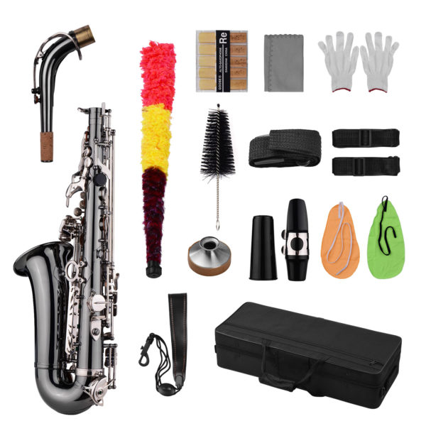 Saxophone Alto professionnel pliable en laiton Eb e flat noir nickel coquille d ormeau cl s 5