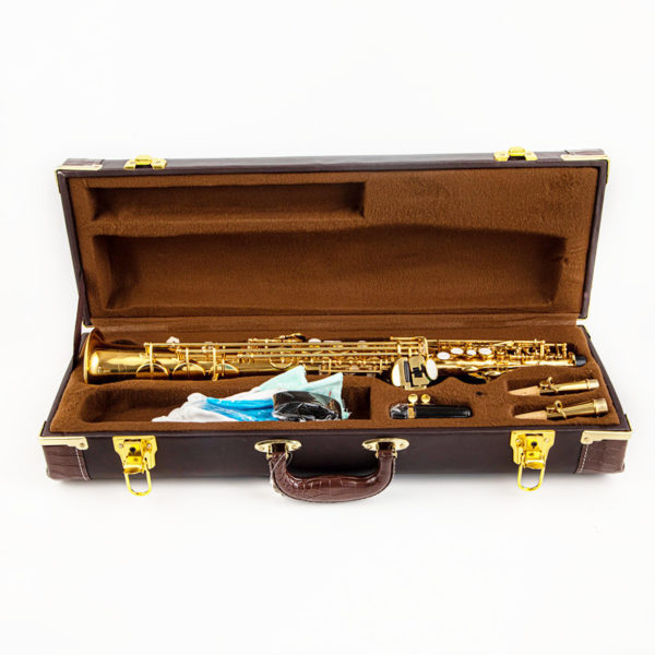Saxophone Soprano droit en laiton 875 Bb B Instrument vent en bois coque naturelle motif de 2