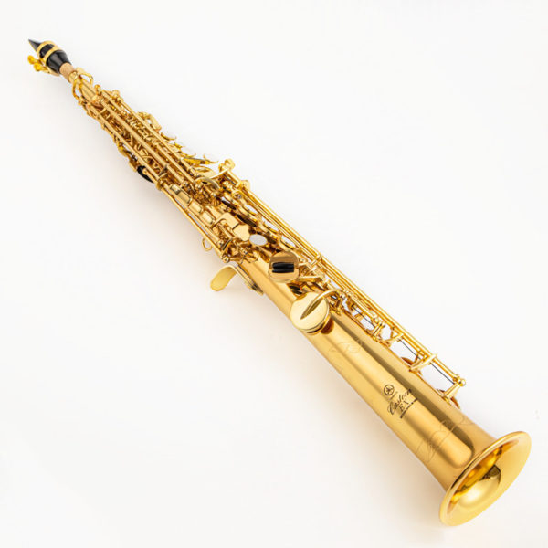 Saxophone Soprano droit en laiton 875 Bb B Instrument vent en bois coque naturelle motif de 4