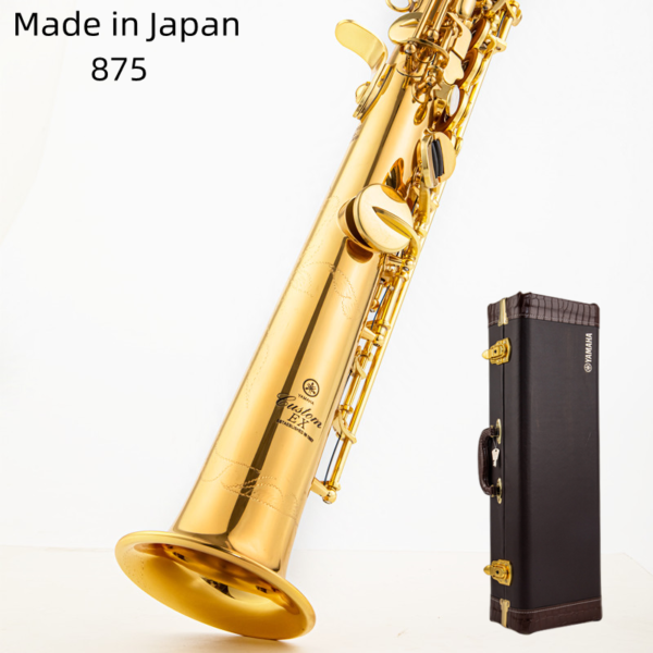Saxophone Soprano droit en laiton 875 Bb B Instrument vent en bois coque naturelle motif de